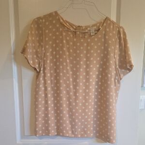 J. Crew Polka Dot Blouse - Tan and White